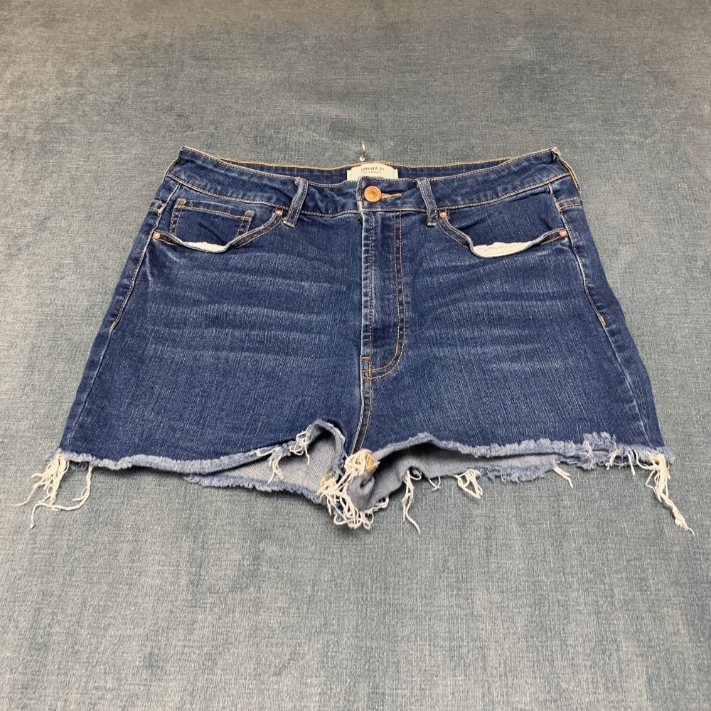 Forever 21 Cut-Off Shorts Womens 30 Blue Denim Everyday Wear Comfort Frayed Hem